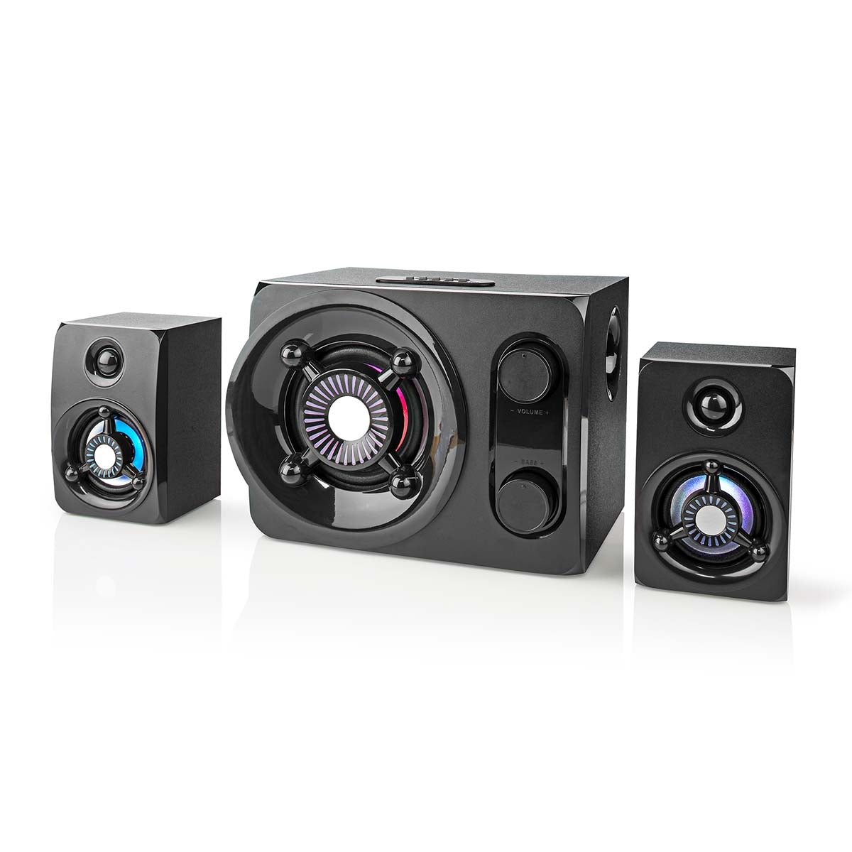 Gaming speakers | Speaker channels: 2.1 | Power adapter | 3.5 mm Male | 75 W| LEDs | Volume control