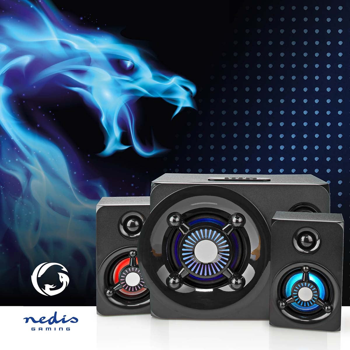 Gaming speakers | Speaker channels: 2.1 | Power adapter | 3.5 mm Male | 75 W| LEDs | Volume control