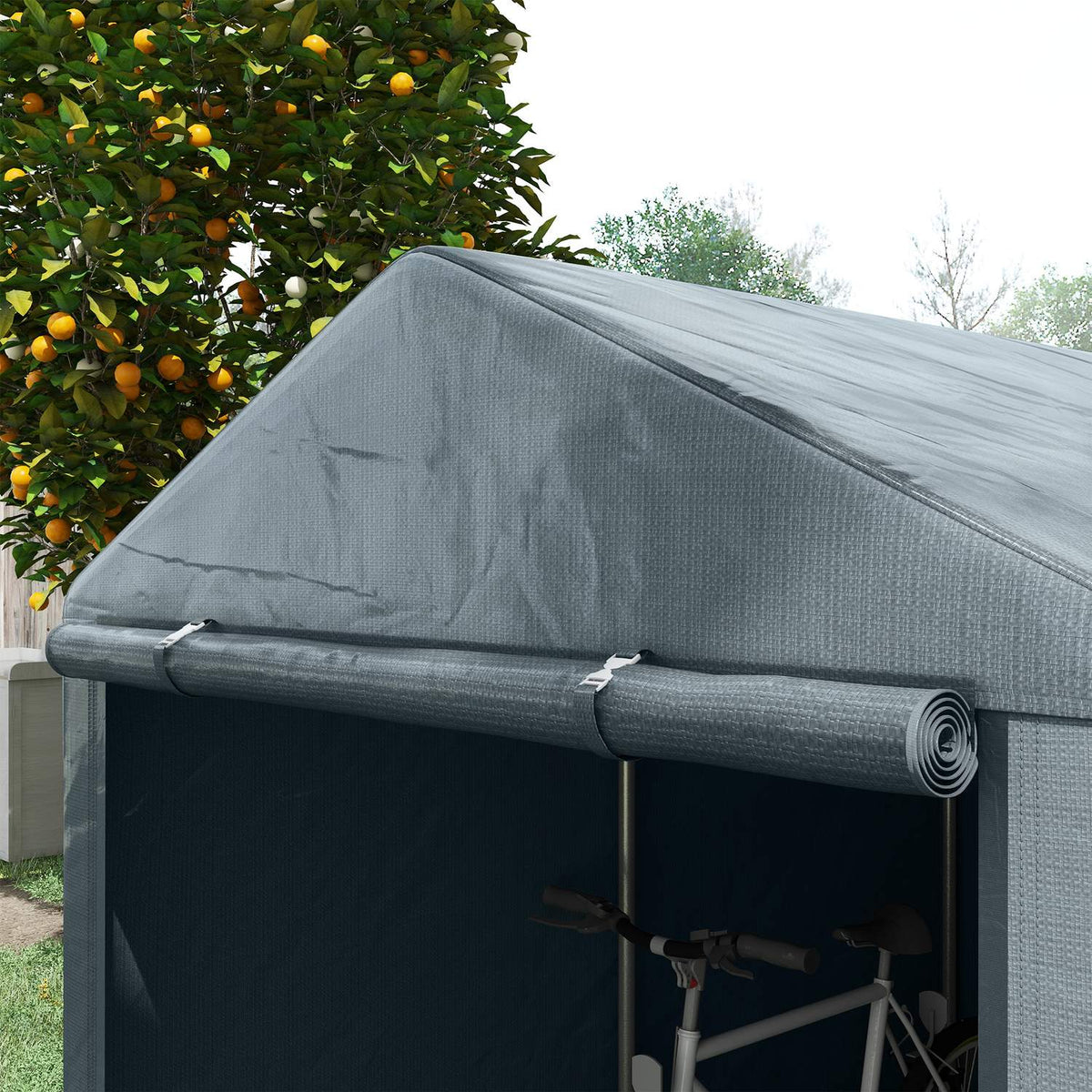 Garage tent, 1.6 x 2.18 x 1.72 m storage tent with UV protection, zip door, water-repellent film garage for garden tools