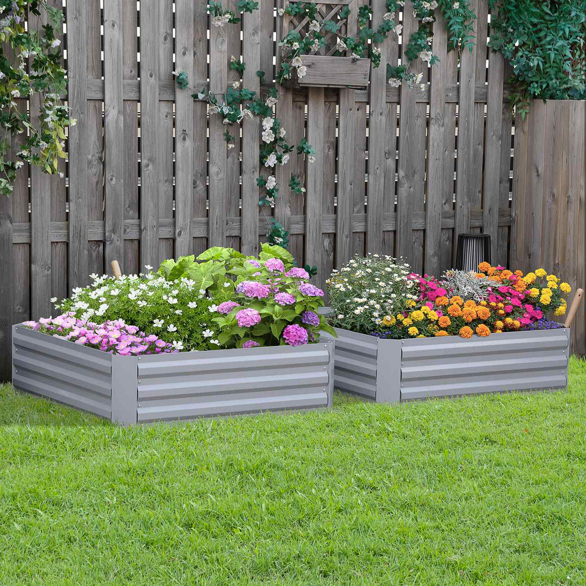 Garden Bed & Planter Box In Gray, Galvanized Steel, 100X100X30Cm
