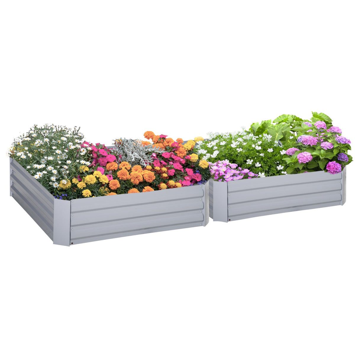 Garden Bed & Planter Box In Gray, Galvanized Steel, 100X100X30Cm