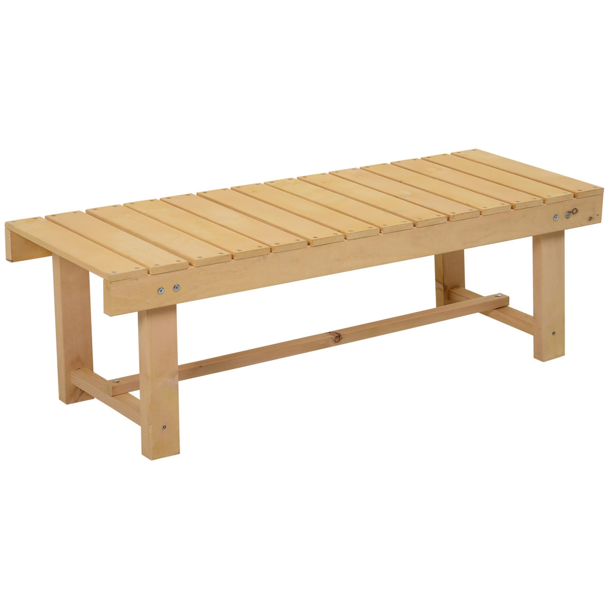 Garden Bench 2-Seater Bench Made Of Solid Wood, Rustic Garden Furniture, Natural, 110X38X35Cm
