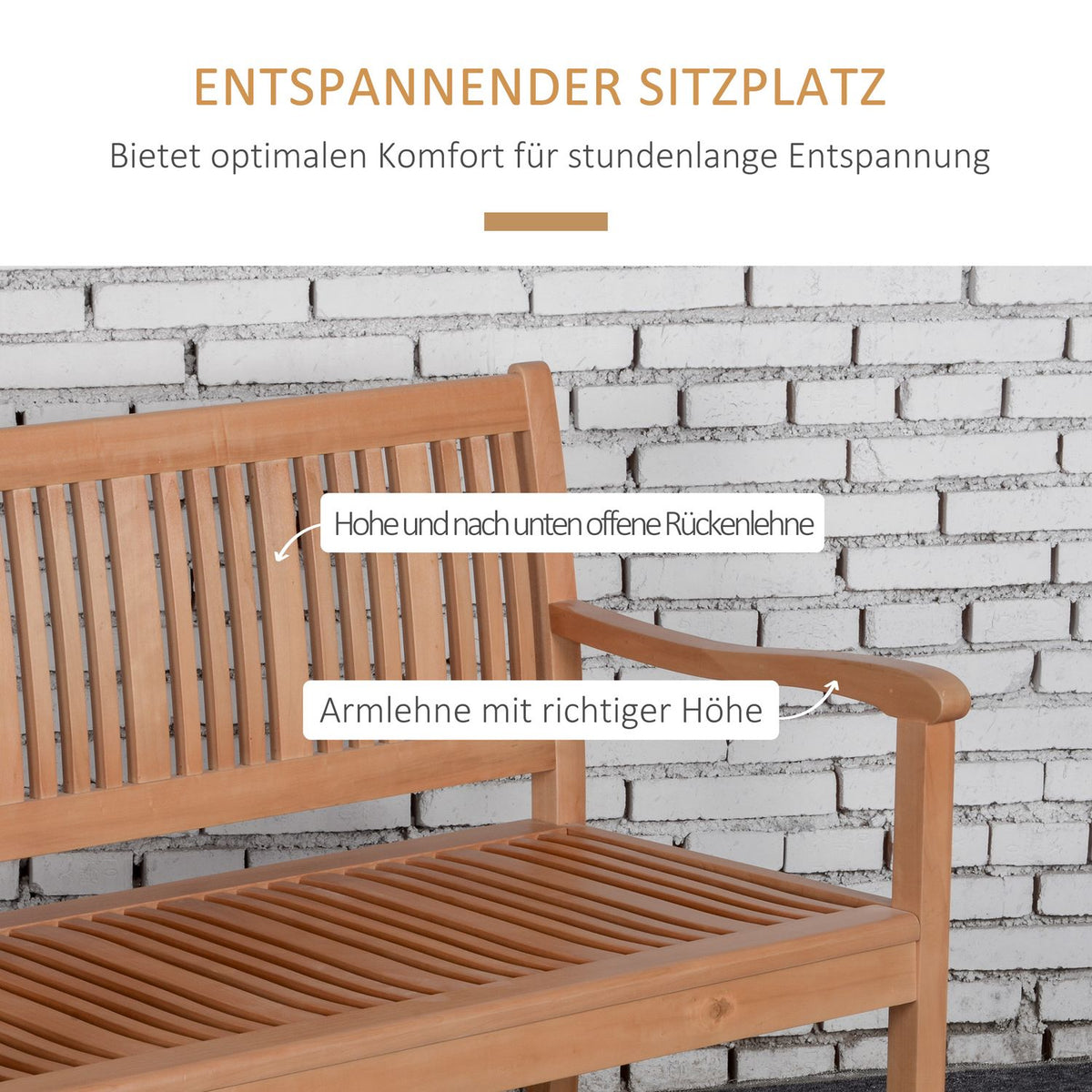 Garden Bench 2-Seater Poplar Wood Backrest Yellow 180Kg Patio Garden