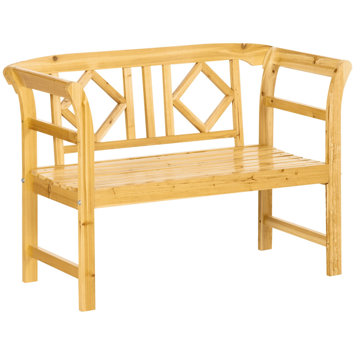 Garden Bench, 2-Seater Wooden Bench With Backrest, Weather-Resistant Park Bench In Country House Style, Patio Bench Max. 240 Kg, Natural, 116 X 53 X 83 Cm
