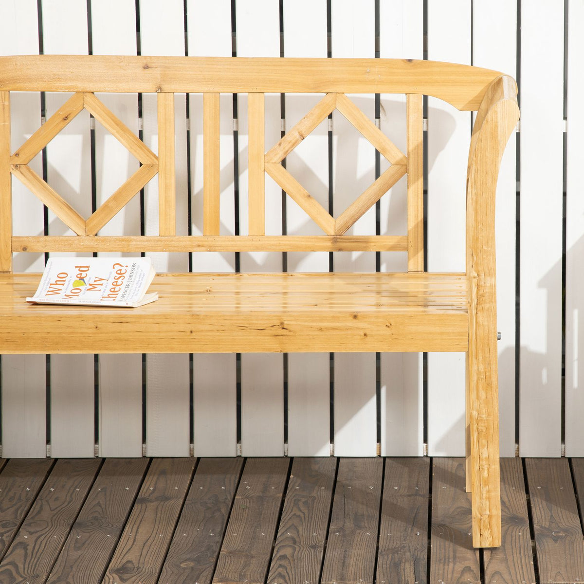 Garden Bench, 2-Seater Wooden Bench With Backrest, Weather-Resistant Park Bench In Country House Style, Patio Bench Max. 240 Kg, Natural, 116 X 53 X 83 Cm