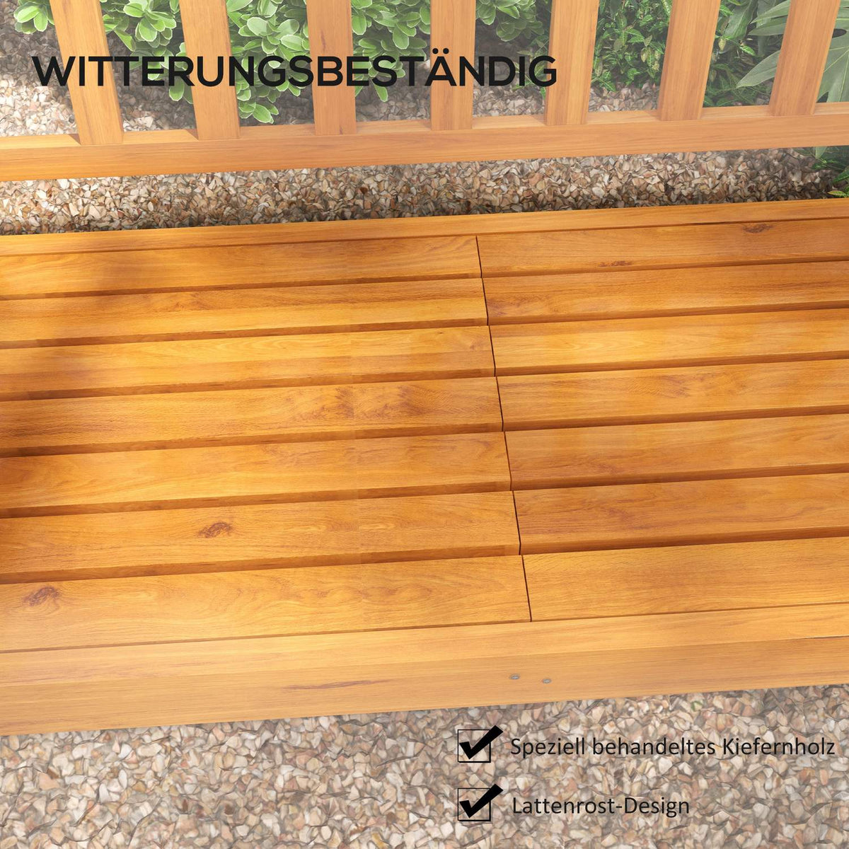 Garden Bench 3-Seater Bench Table Armrest Wooden Bench Up To 280Kg Balcony Patio Light Brown 153X56X91Cm