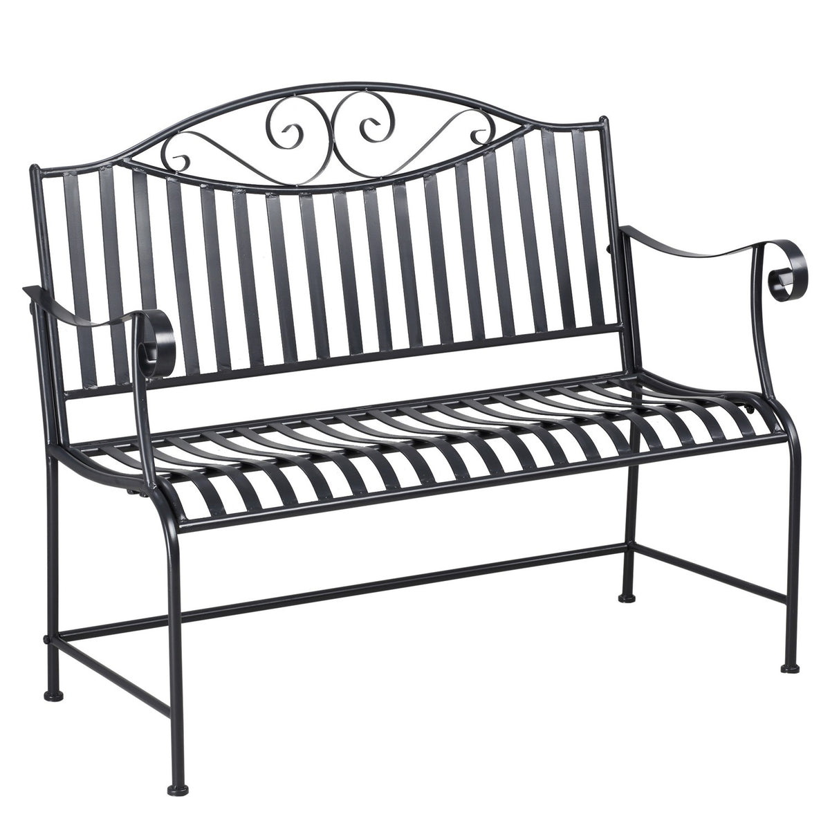 Garden Bench Bench For 2 People Park Bench Armrest Metal Bench Garden Balcony Patio Up To 220Kg Gray 155X54X96Cm