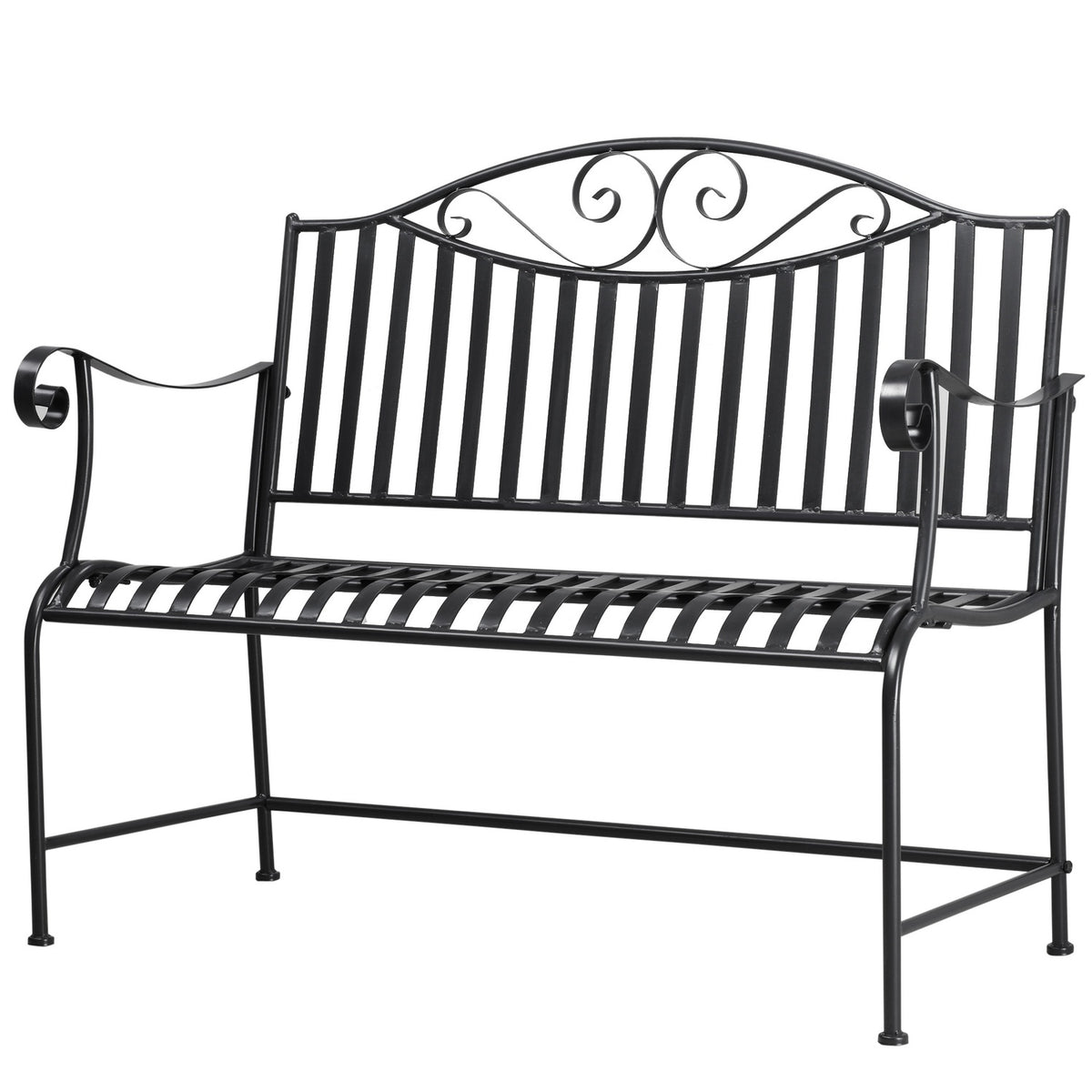 Garden Bench Bench For 2 People Park Bench Armrest Metal Bench Garden Balcony Patio Up To 220Kg Gray 155X54X96Cm