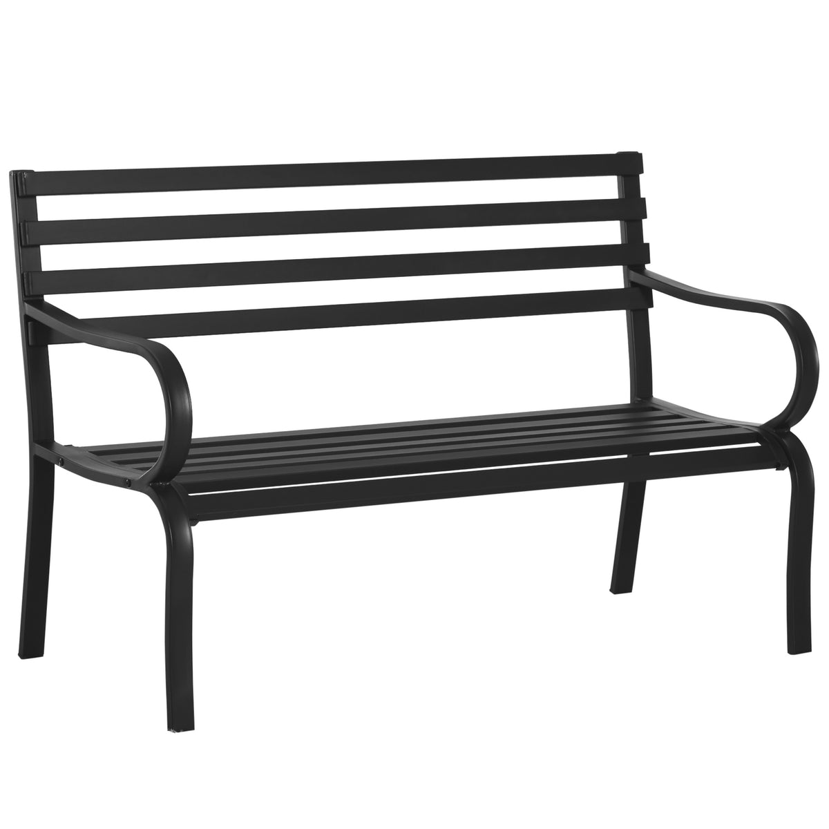 Garden Bench Bench Metal Garden Furniture 2-Seater Black 127 X 58 X 82 Cm