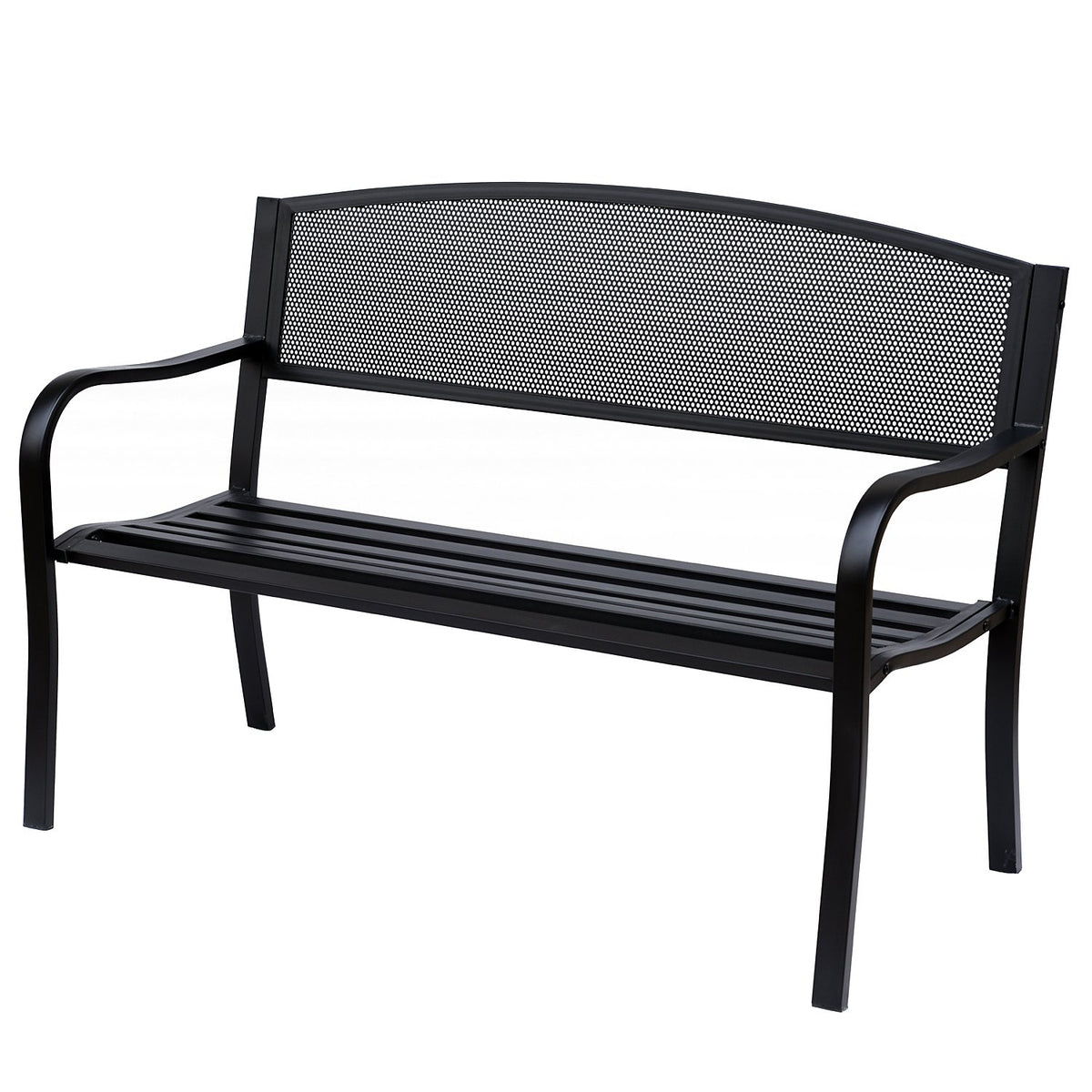 Garden Bench Park Bench 2-Seater Garden Steel Black W127 X D60 X H87Cm