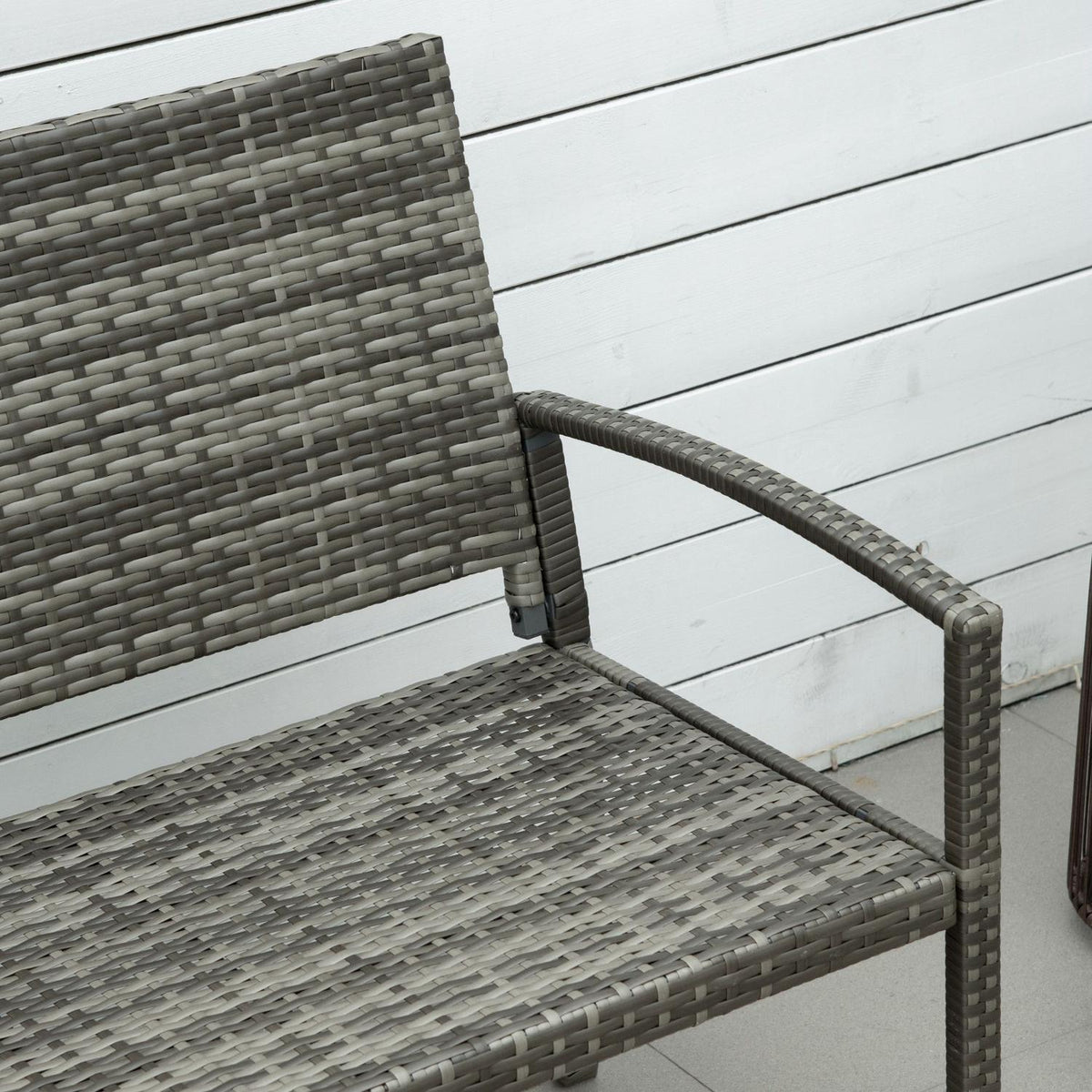 Garden Bench, Rattan Look Bench, Park Bench With Steel Frame, Balcony Bench For 2 People, Garden Furniture, Load Capacity Up To 320 Kg, Grey