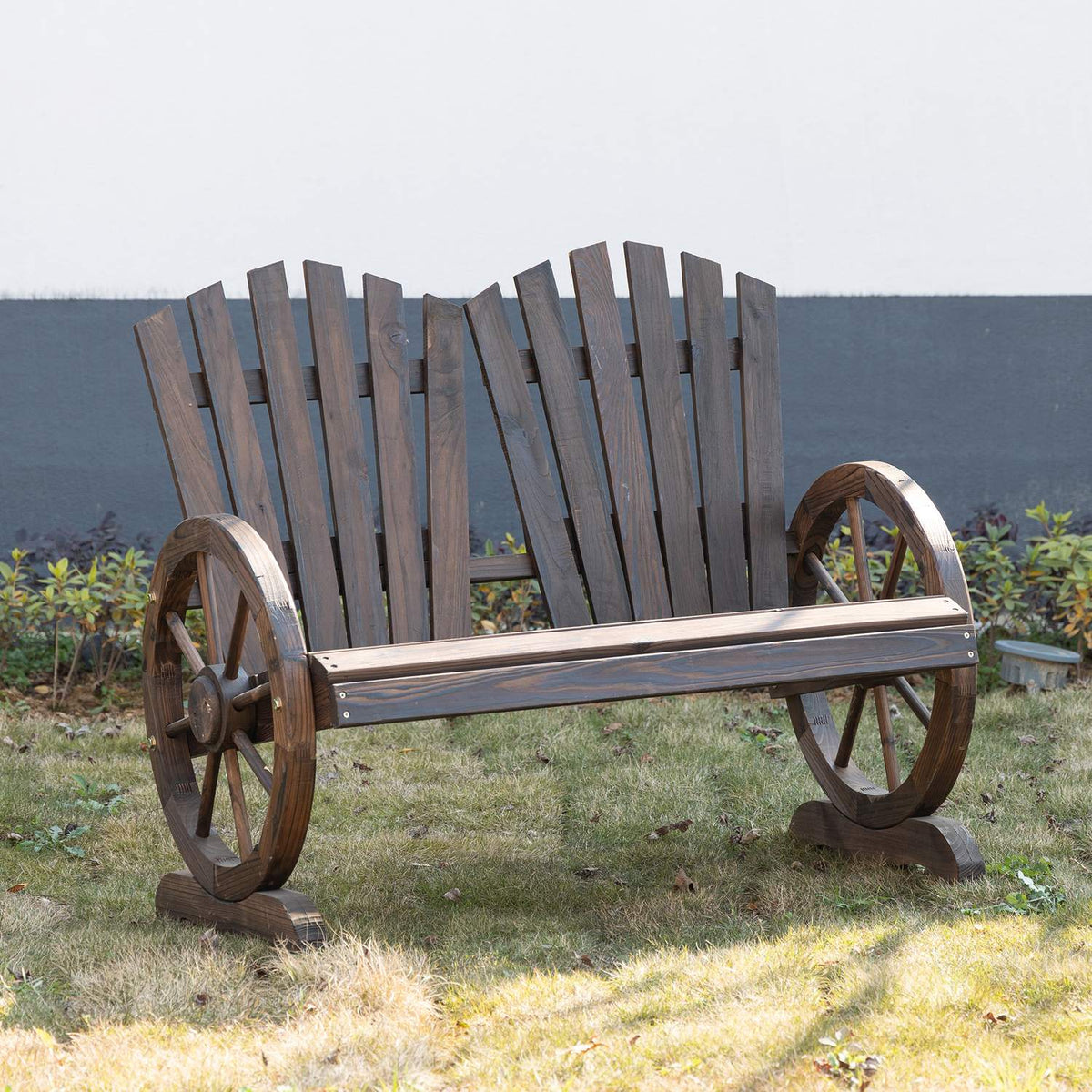 Garden Bench With Armrests, Bench, Garden Furniture, Rustic Bench, Solid Wood, Dark Brown, 108 X 66 X 95 Cm