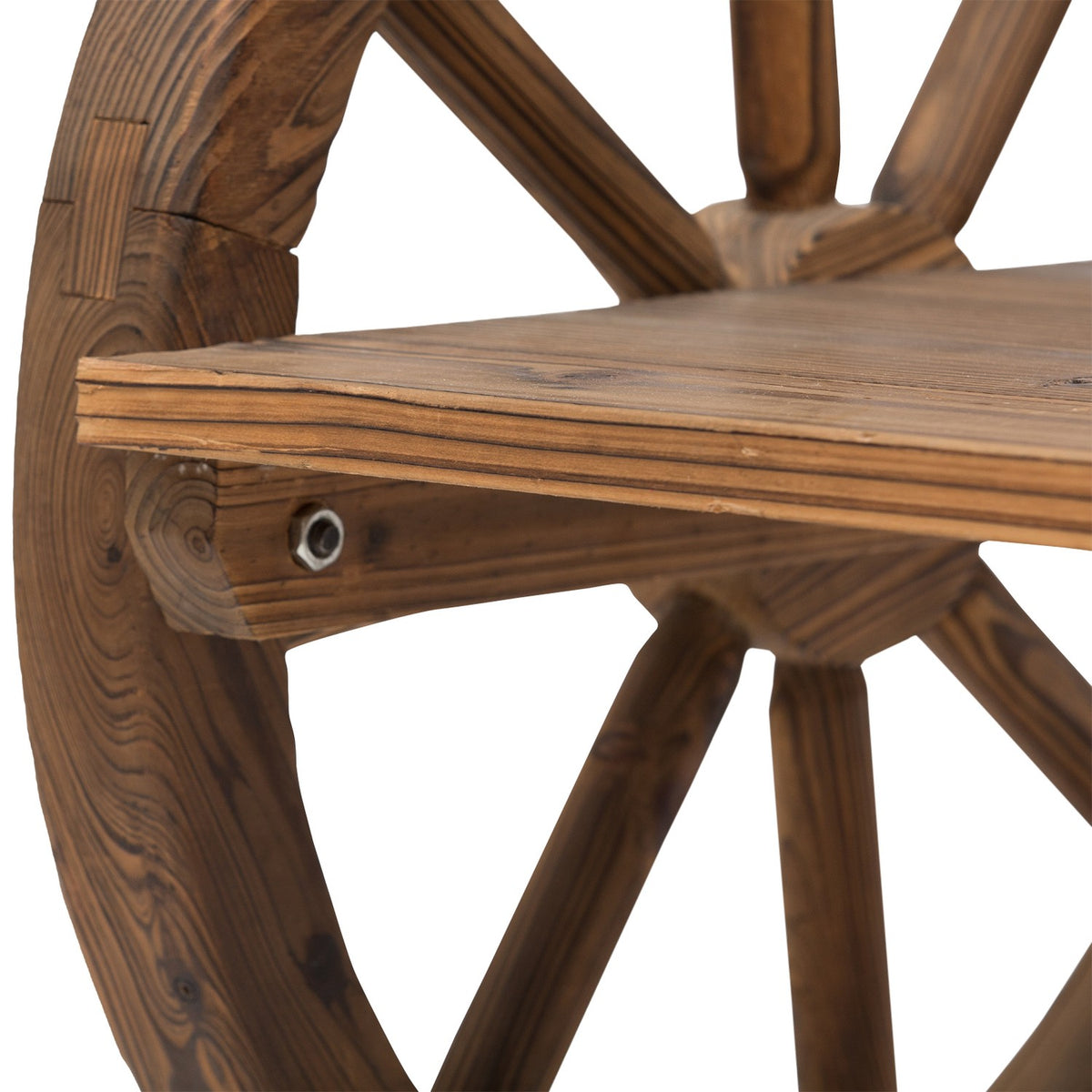 Garden Bench With Armrests, Wagon Wheels Design Bench, Garden Furniture, Rustic Bench, Solid Wood, Brown, 114 X 58 X 80 Cm