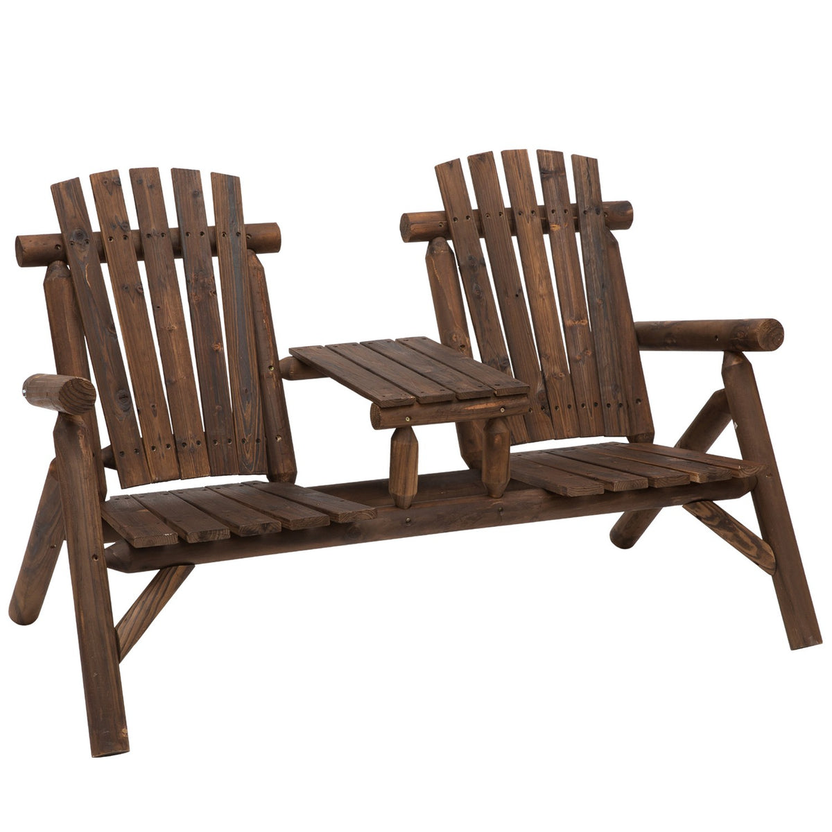 Garden Bench With Table, Garden Furniture, Bench, 2 Chairs, Solid Wood, Brown, 157 X 88 X 103 Cm