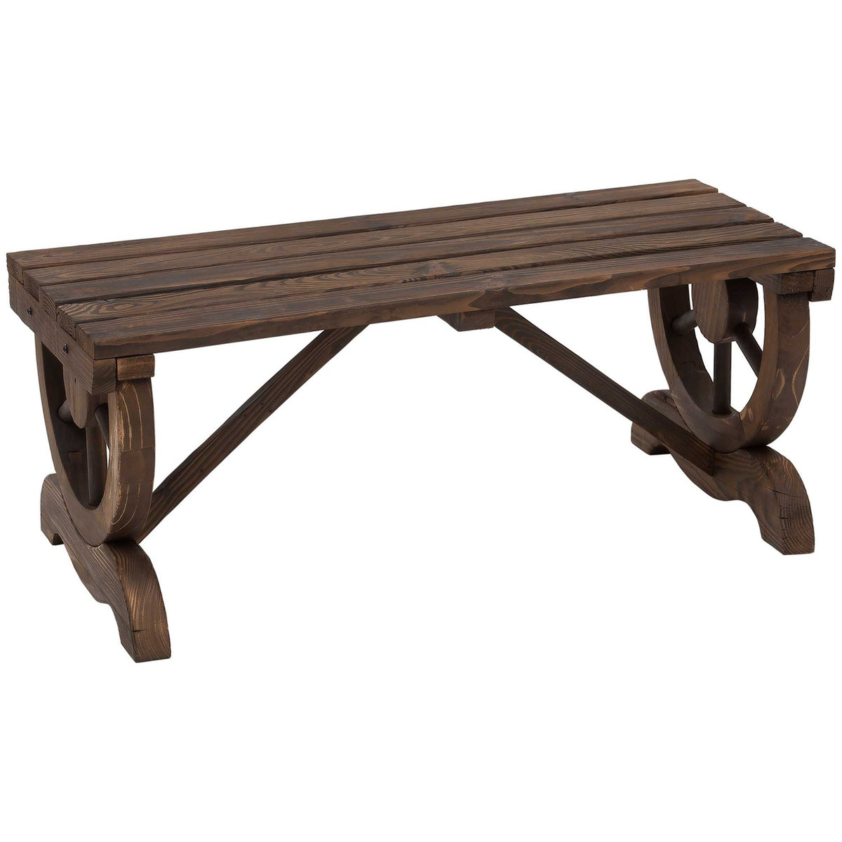 Garden Bench Wood Weatherproof Bench Garden Furniture Rustic Bench Natural 98 X 50 X 39.5 Cm