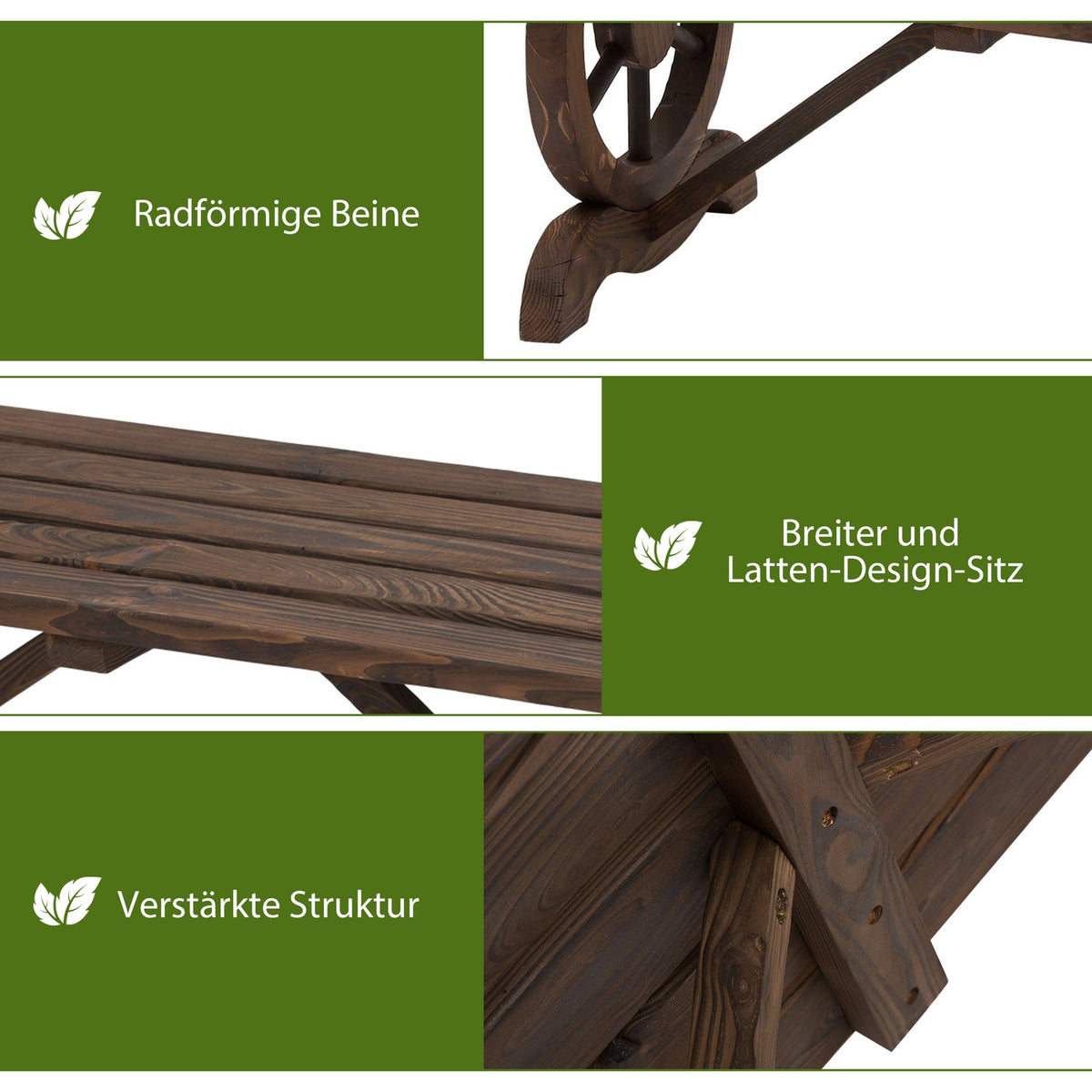 Garden Bench Wood Weatherproof Bench Garden Furniture Rustic Bench Natural 98 X 50 X 39.5 Cm