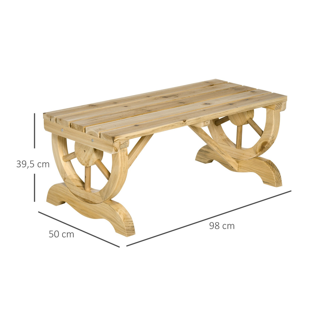 Garden Bench Wood Weatherproof Bench Garden Furniture Rustic Bench Natural 98 X 50 X 39.5 Cm