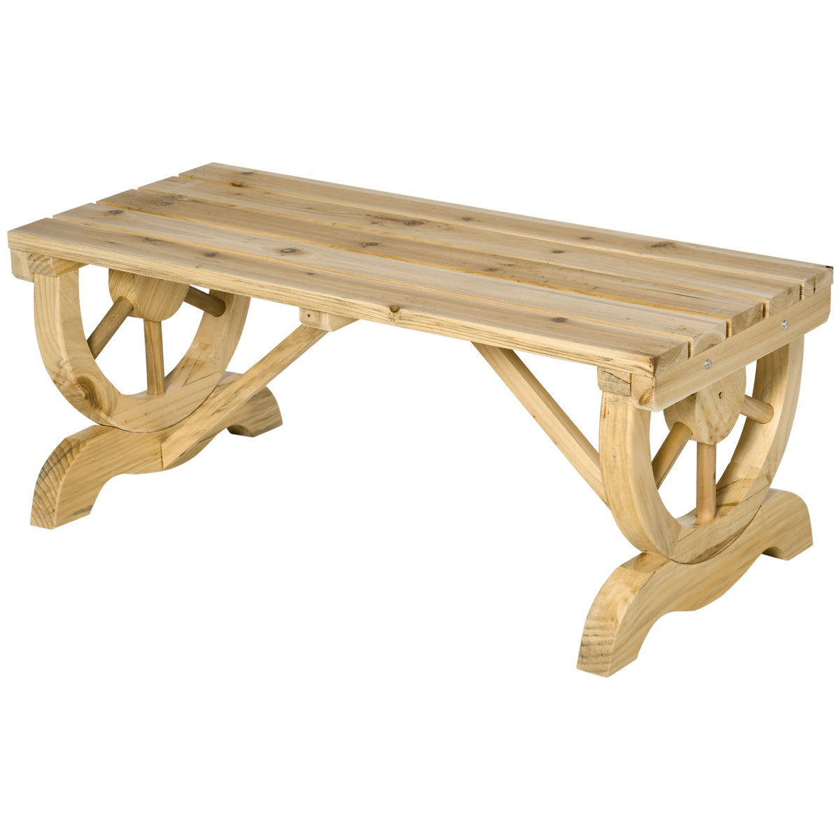 Garden Bench Wood Weatherproof Bench Garden Furniture Rustic Bench Natural 98 X 50 X 39.5 Cm