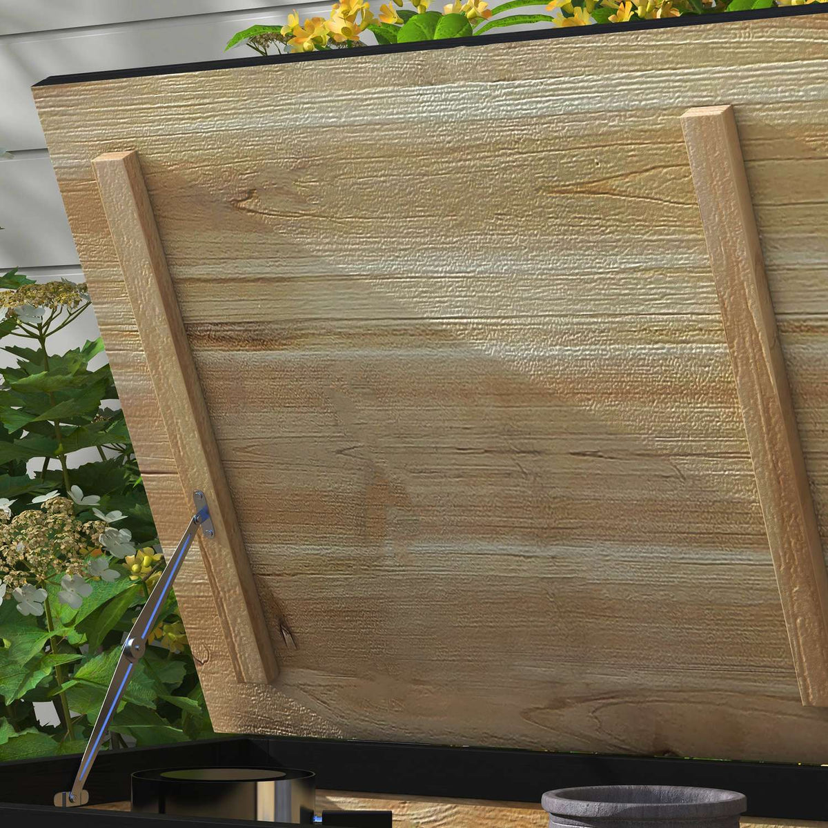 Garden Box Wooden Storage Box 121L Storage Box With Wheels, Weatherproof Storage Box For Balcony, Patio, Natural