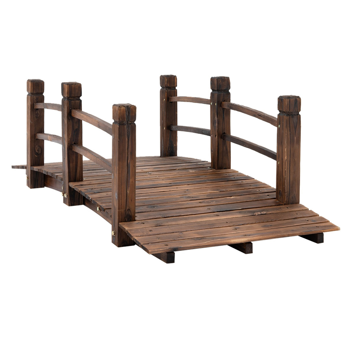 Garden Bridge Wooden Bridge Wooden Bridge Pond Bridge Decorative Bridge With Railing Up To 180 Kg Fir Wood Dark Brown 152.5 X 67 X 48 Cm