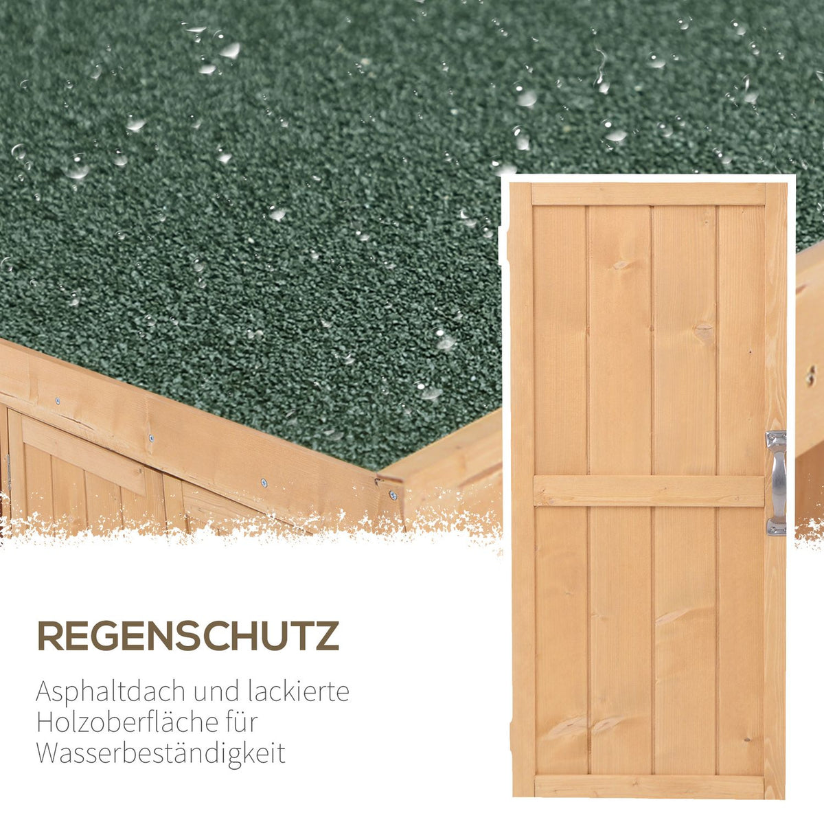 Garden Cabinet Equipment Cabinet With Double Door, 2 Compartments, Weatherproof, Fir Wood, Natural, 74X43X88Cm