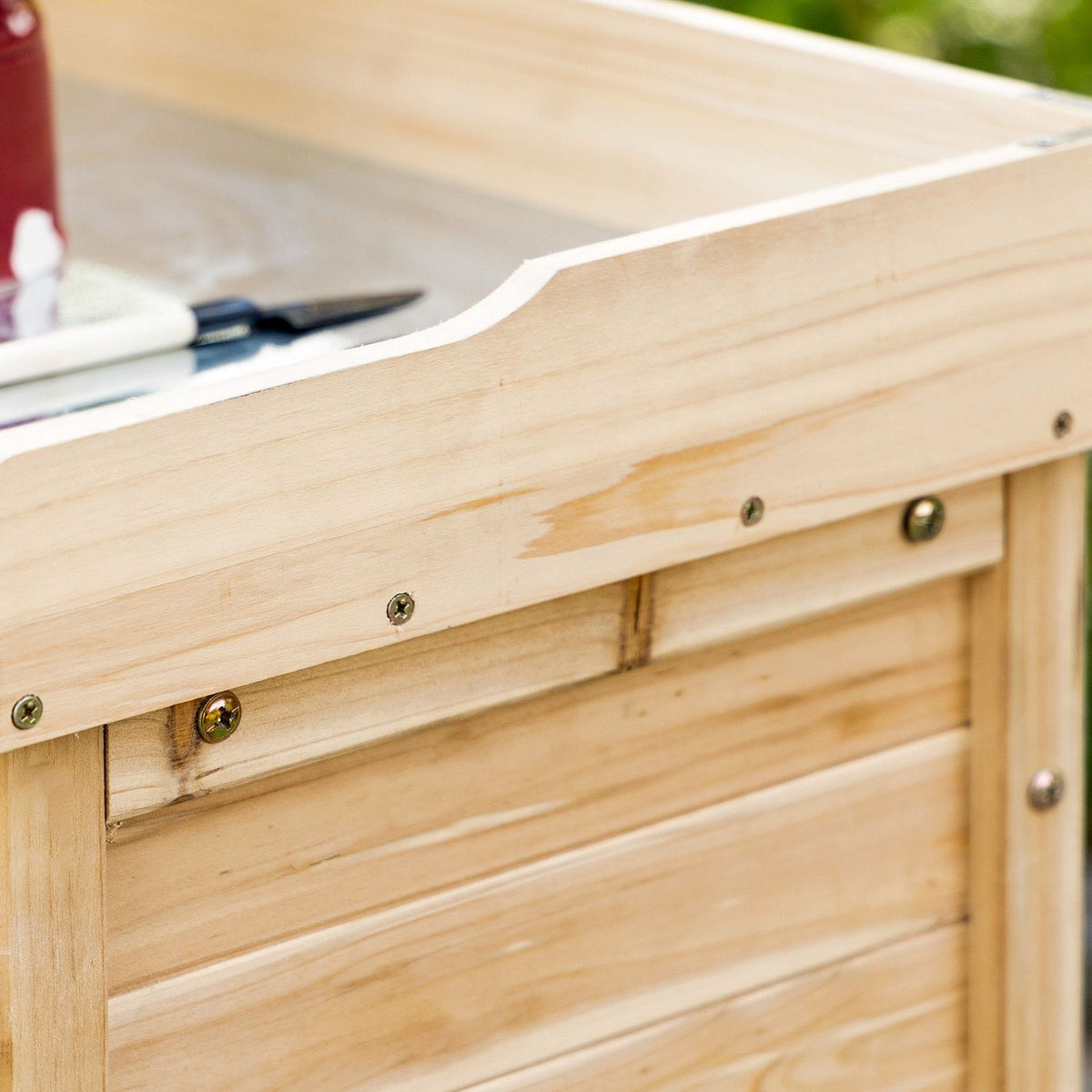 Garden Cabinet Plant Table With Base Cabinet Wooden Equipment Cabinet Cupboard With 2 Shelves Tool Shed Garden Shed Outdoor Natural 83 X 40 X 92 Cm