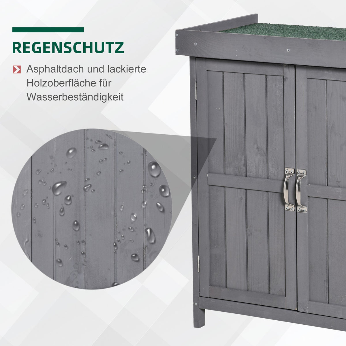 Garden Cabinet Weatherproof Equipment Cabinet Made Of Fir Wood, Double Door, 2 Compartments, Dark Gray, 74X43X88Cm