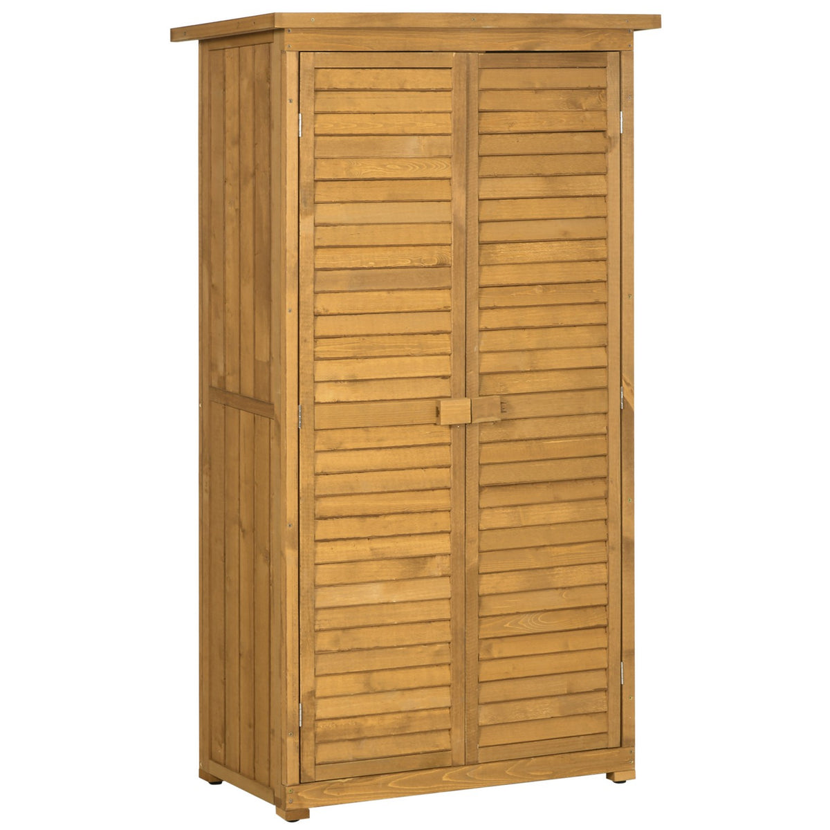 Garden Cabinet Wooden Tool Shed Tool Cabinet Tool Cabinet Garden Shed Wooden Hut Pent Roof Slat Doors Fir Wood 87 X 46.5 X 160 Cm