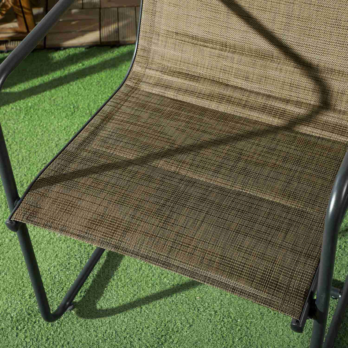 Garden Chairs Set Of 2, Garden Chair Set With Armrests, Patio Chair, Balcony Chair, Mesh, Steel, Brown, 54 X 66.5 X 88 Cm