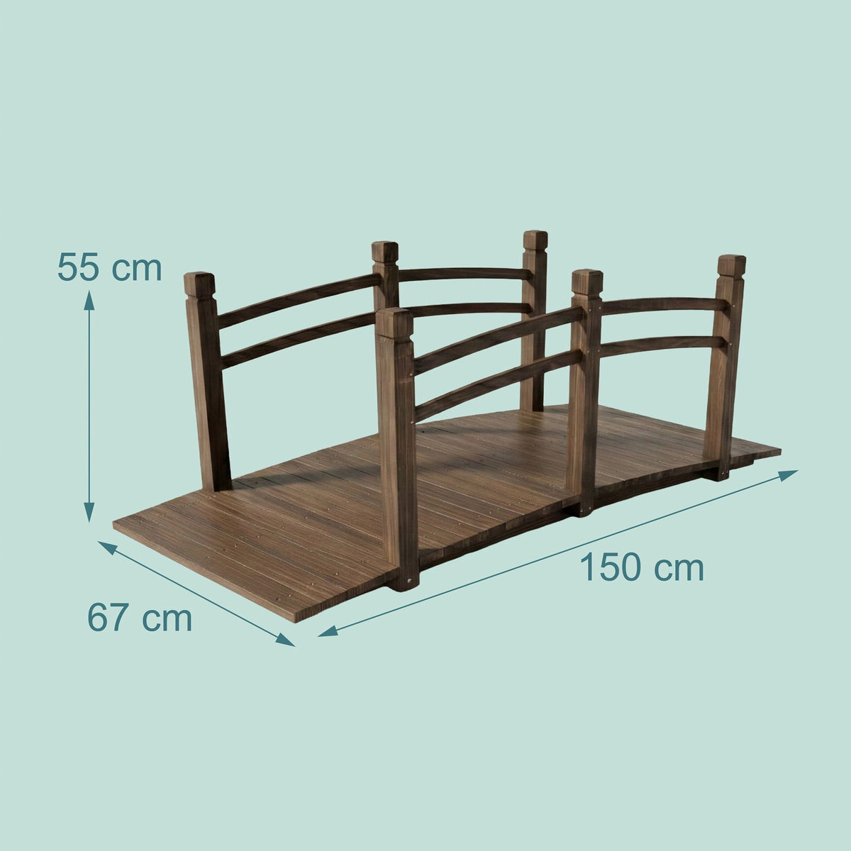 Garden Fir Bridge – Arched Wooden Pond Crossing