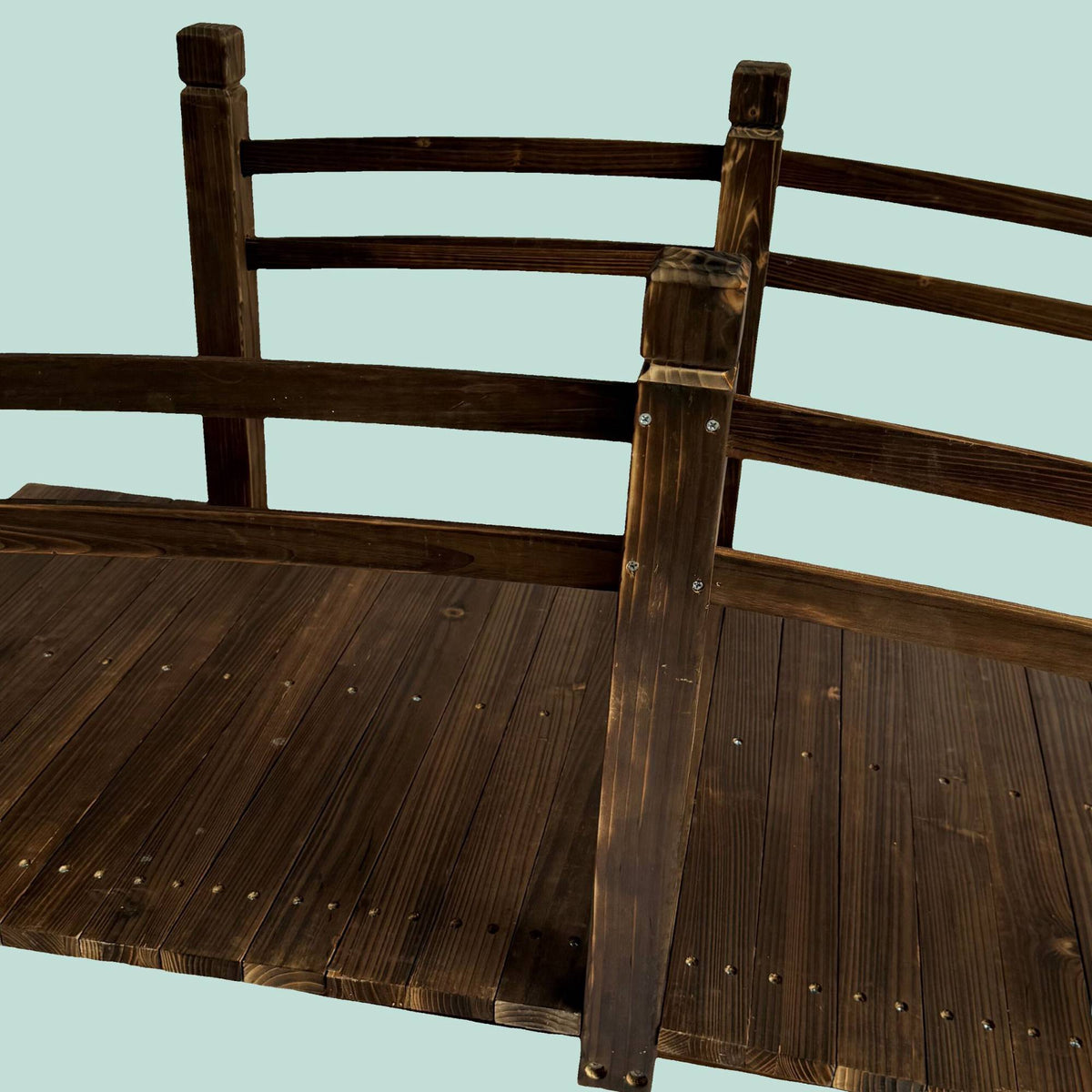 Garden Fir Bridge – Arched Wooden Pond Crossing