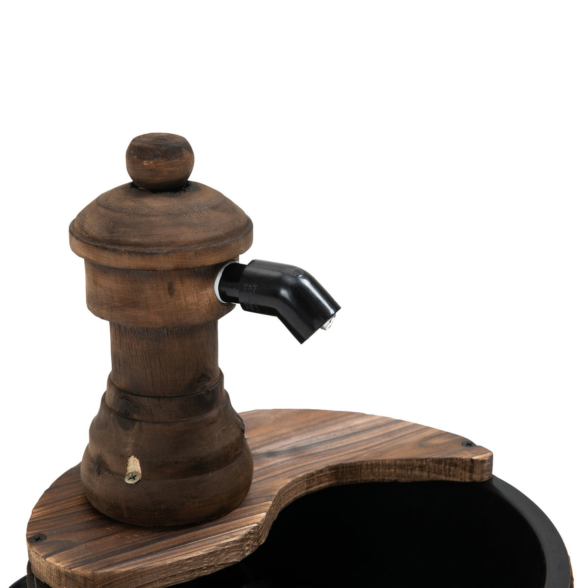 Garden Fountain Fountain Decorative Fountain Barrel Fountain Waterfall Wooden Bucket Fir Wood + Metal Natural Wood Ø27 X 37 Cm