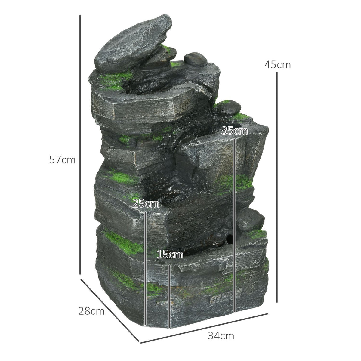 Garden Fountain Solar Fountain 4 Levels Led Lighting Decorative Fountain Garden Balcony Synthetic Resin 34X28X57Cm