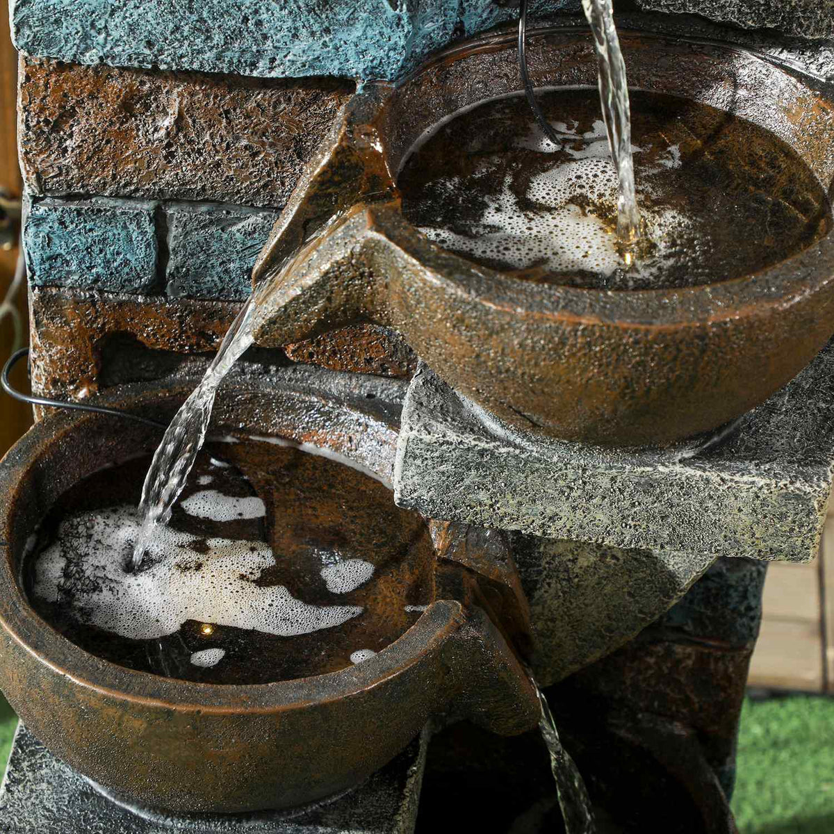 Garden Fountain Solar Fountain Decorative Fountain Led Lighting 5 Levels Garden Patio Synthetic Resin 37X35X107Cm