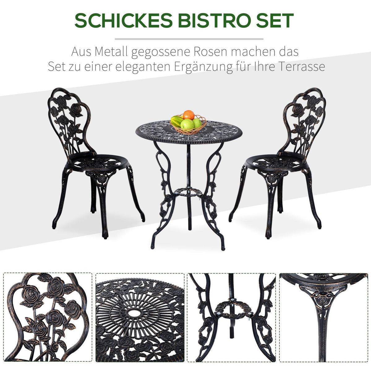 Garden Furniture For 2 People, Garden Set, Seating Group, Balcony Set, Balcony Furniture Set, Table Chair, Bronze