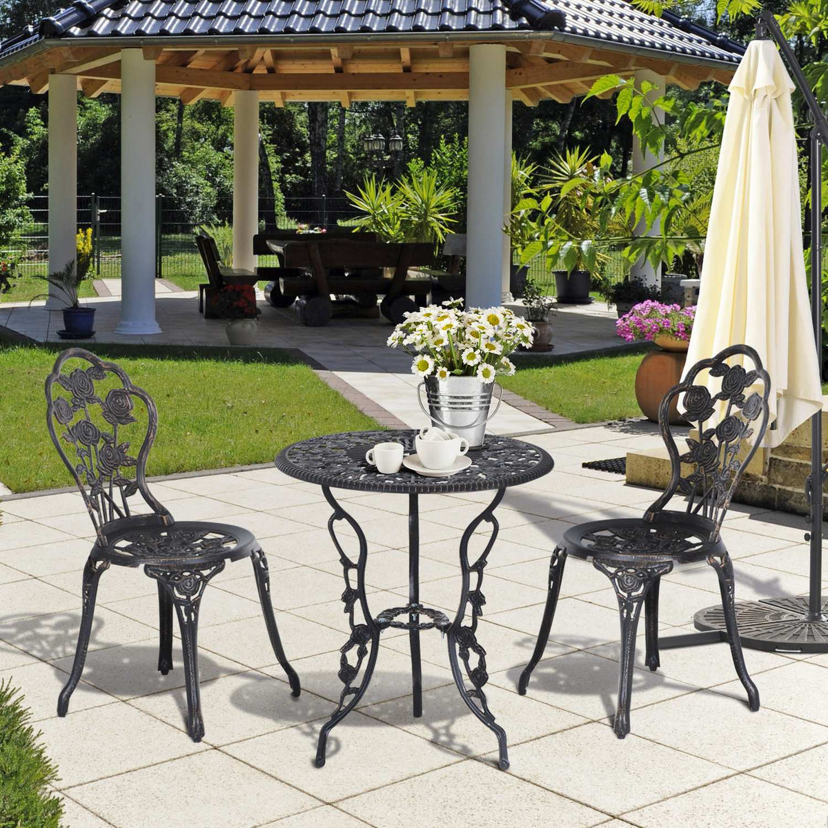 Garden Furniture For 2 People, Garden Set, Seating Group, Balcony Set, Balcony Furniture Set, Table Chair, Bronze