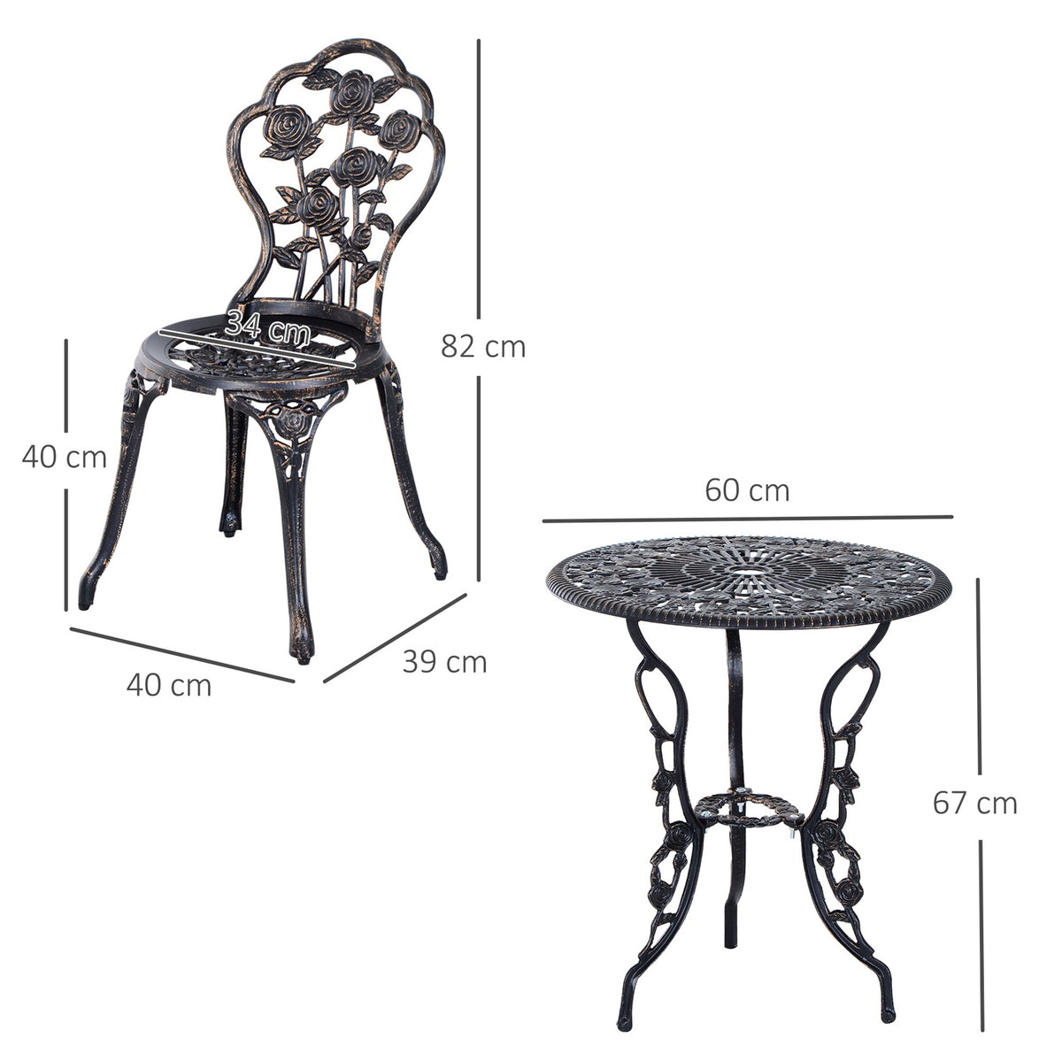 Garden Furniture For 2 People, Garden Set, Seating Group, Balcony Set, Balcony Furniture Set, Table Chair, Bronze