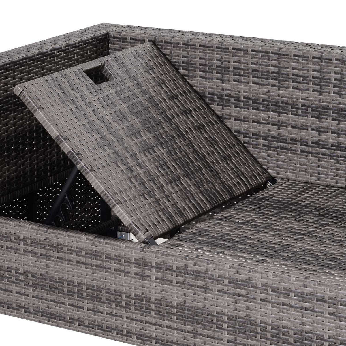Garden Furniture Set 3-Piece Sofa Side Table Storage Space 5-Tier Pe Rattan Gray