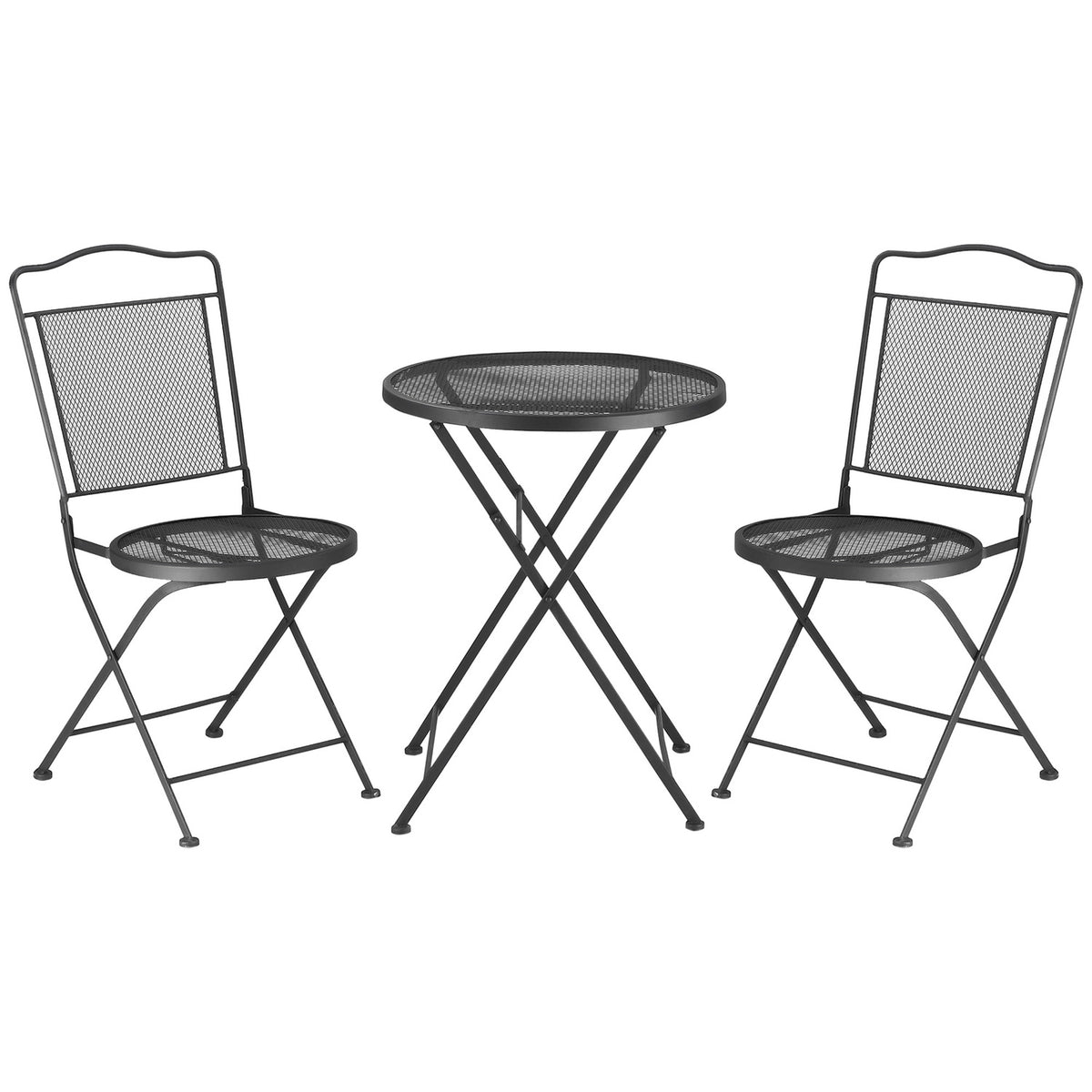 Garden Furniture Set Garden Lounge Balcony Furniture Set For 2 People Dining Group 1 Table + 2 Chairs Metal Black