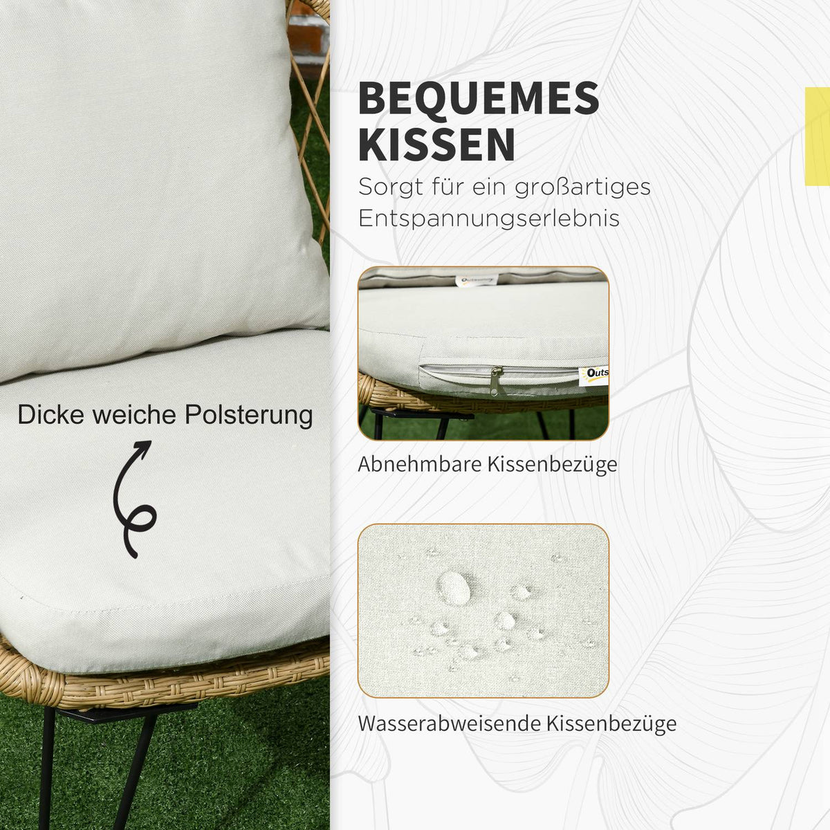Garden Furniture Set, Seating Group With Cushions, Seating Set With 2 Chairs, 1 Coffee Table, 1 Two-Seater Garden Sofa, Lounge Furniture