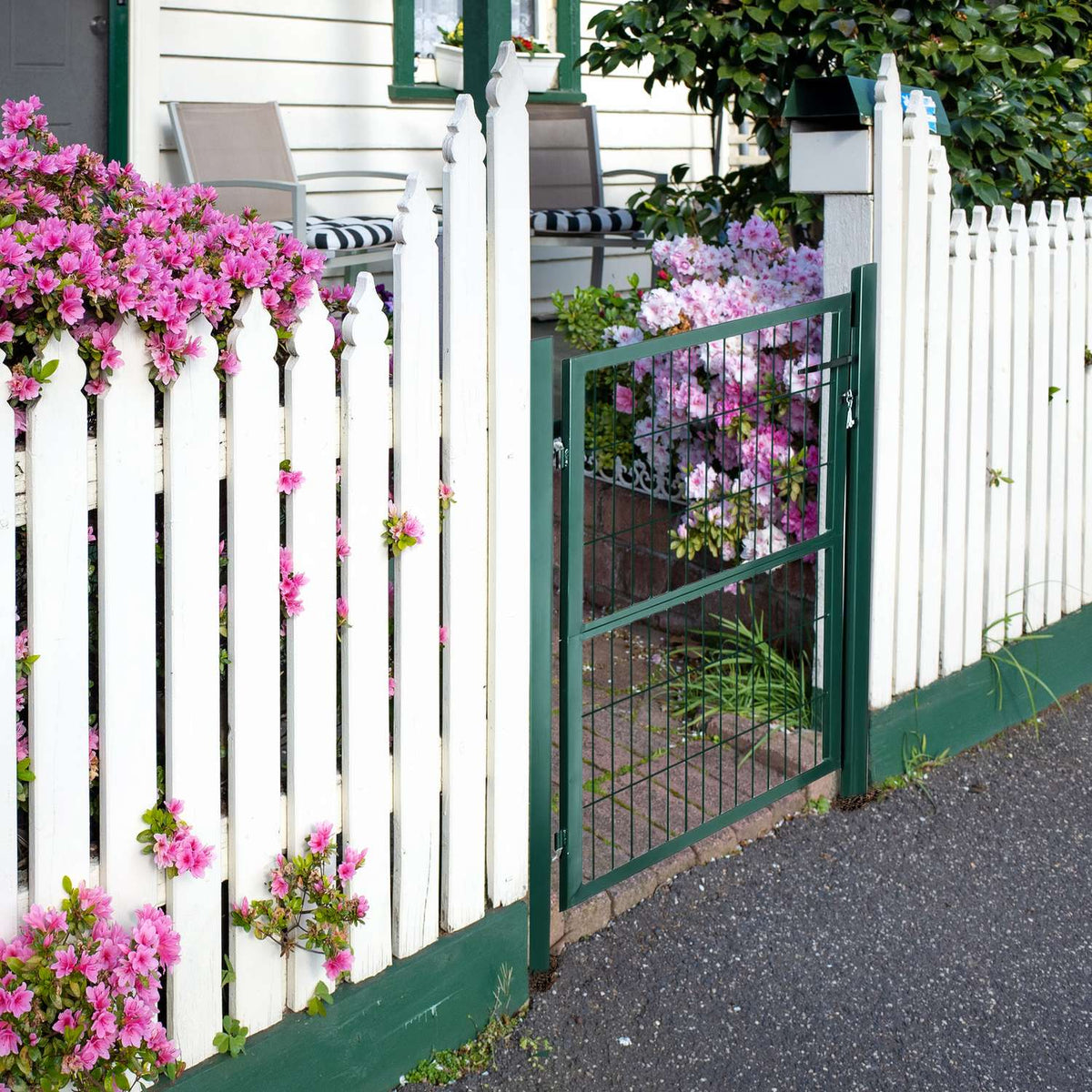 Garden Gate Garden Door Fence Gate Yard Door Made Of Steel With Handle Lock And Keys 97 X 170 Cm Green