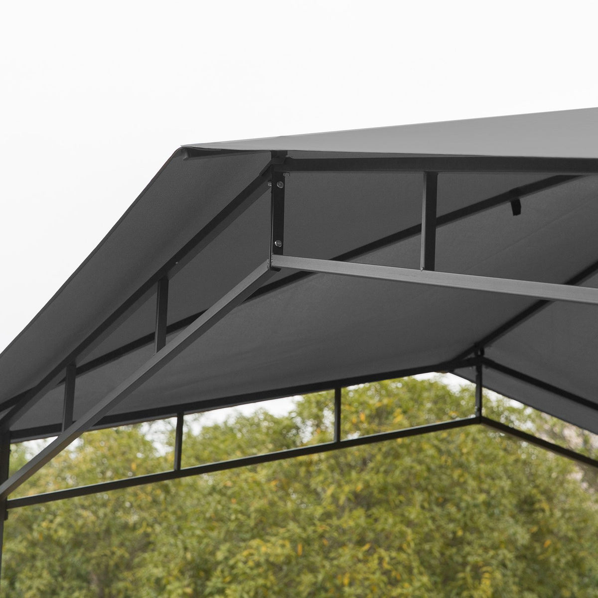 Garden Gazebo Canopy 3X3M With Sun Protection, Metal & Polyester, Grey