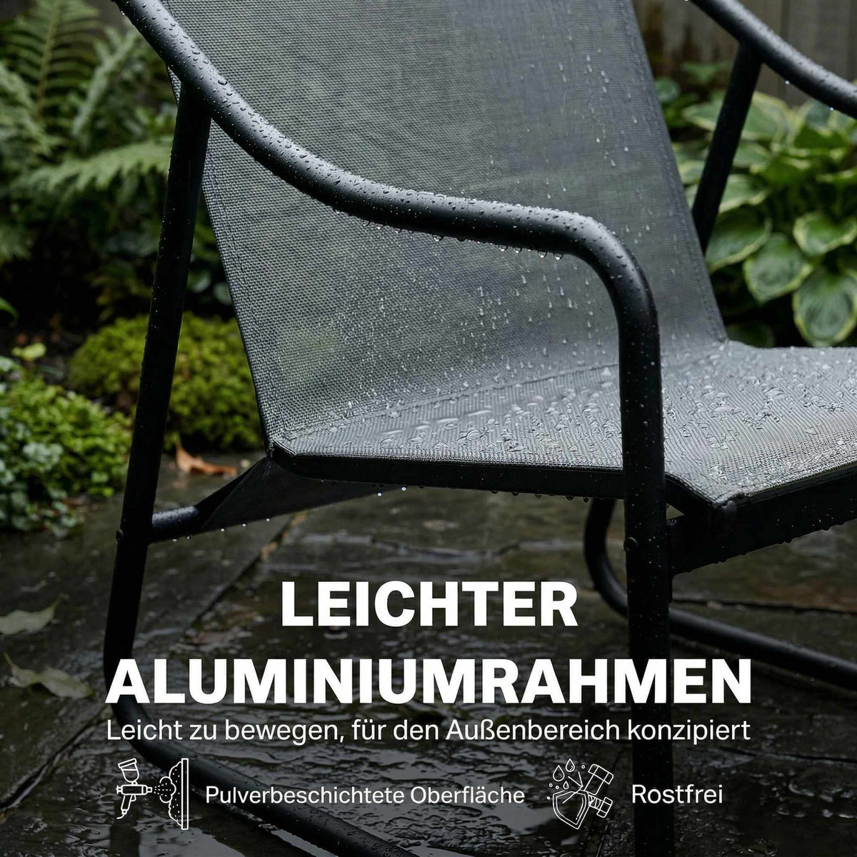 Garden Lounge Chair with Removable Cushion, Dark Grey