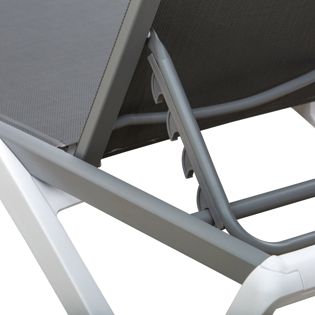 Garden Lounger Aluminum Sun Lounger Fabric Lounger Relax Lounger 5-Way Adjustable Ergonomic Textline Gray + White 170 X 67.5 X 95 Cm