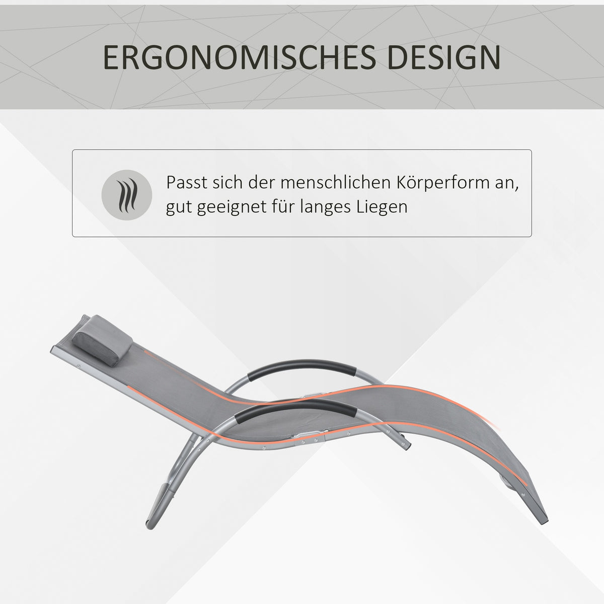 Garden Loungers With Cushions Sun Lounger Relax Lounger Ergonomic Aluminum Textline Gray 160 X 60 X 65 Cm