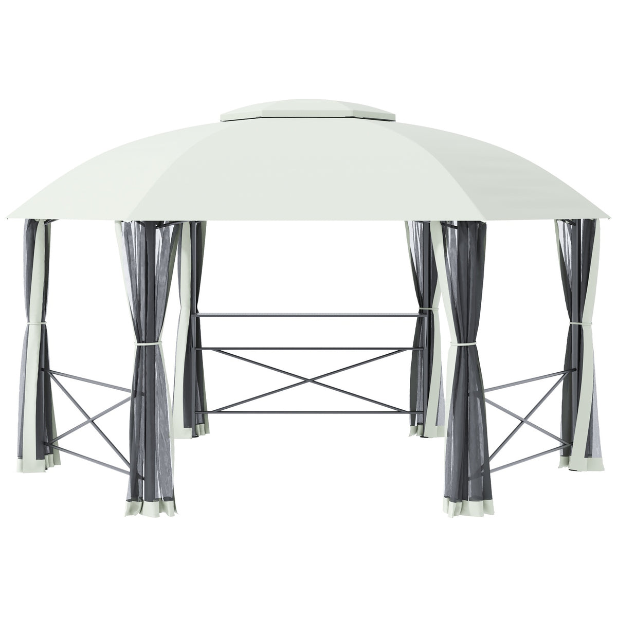 Garden Pavilion 4X5M Weatherproof Party Tent With Side Walls & Two-Tier Roof, Steel, Polyester