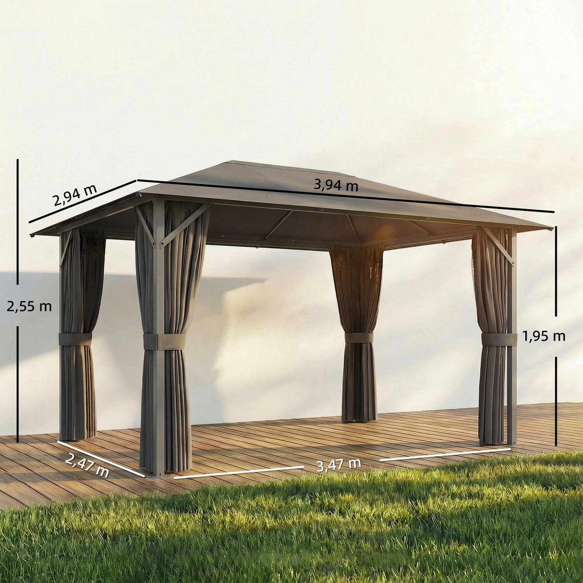 Garden Pavilion 4x3m, Water-Resistant with Mosquito Net