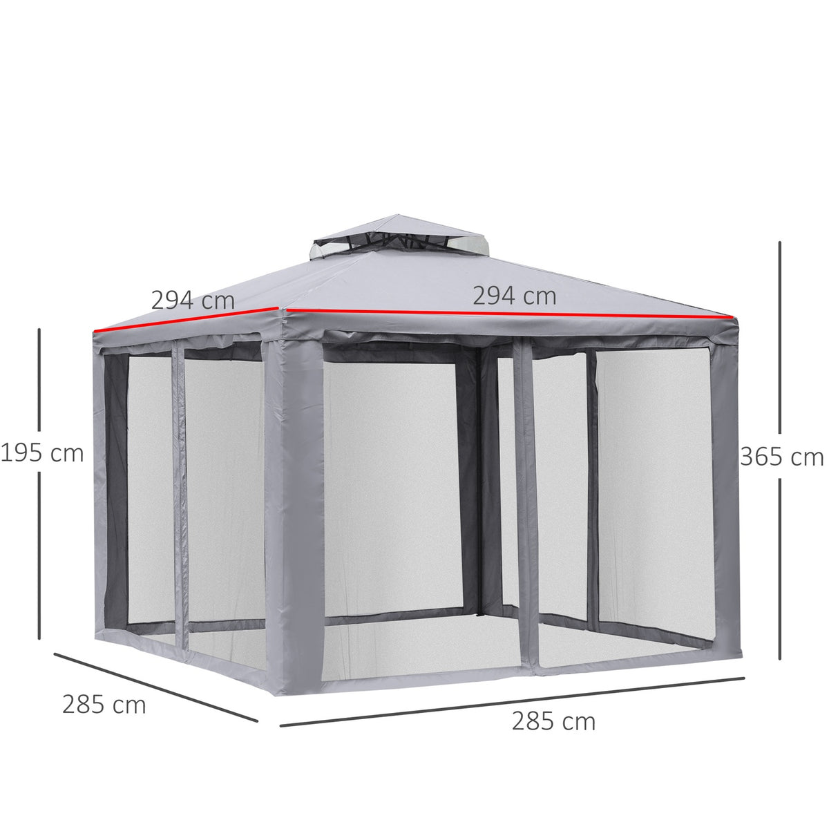 Garden Pavilion Gazebo Garden Tent Party Tent With 4 X Side Walls Weatherproof Metal Polyester Light Gray 3 X 3 X 2.6 M