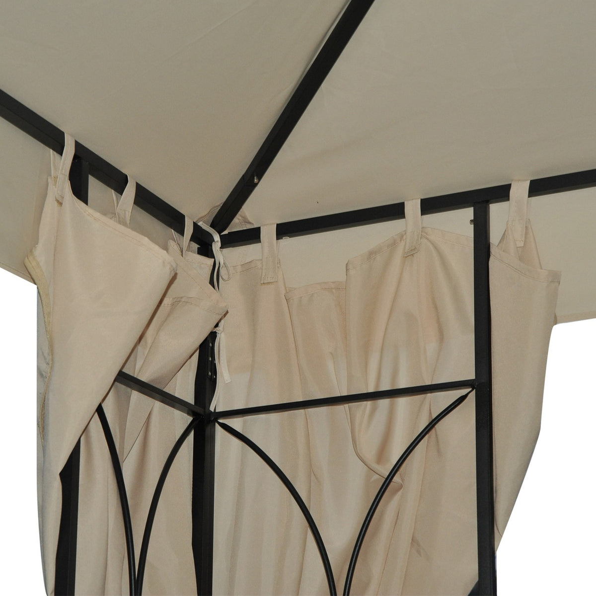 Garden Pavilion Pavilion Approx. 3 X 3 M Double Roof Party Tent Marquee 4 X Double Side Panels Waterproof Uv Protection Metal Polyester Cream