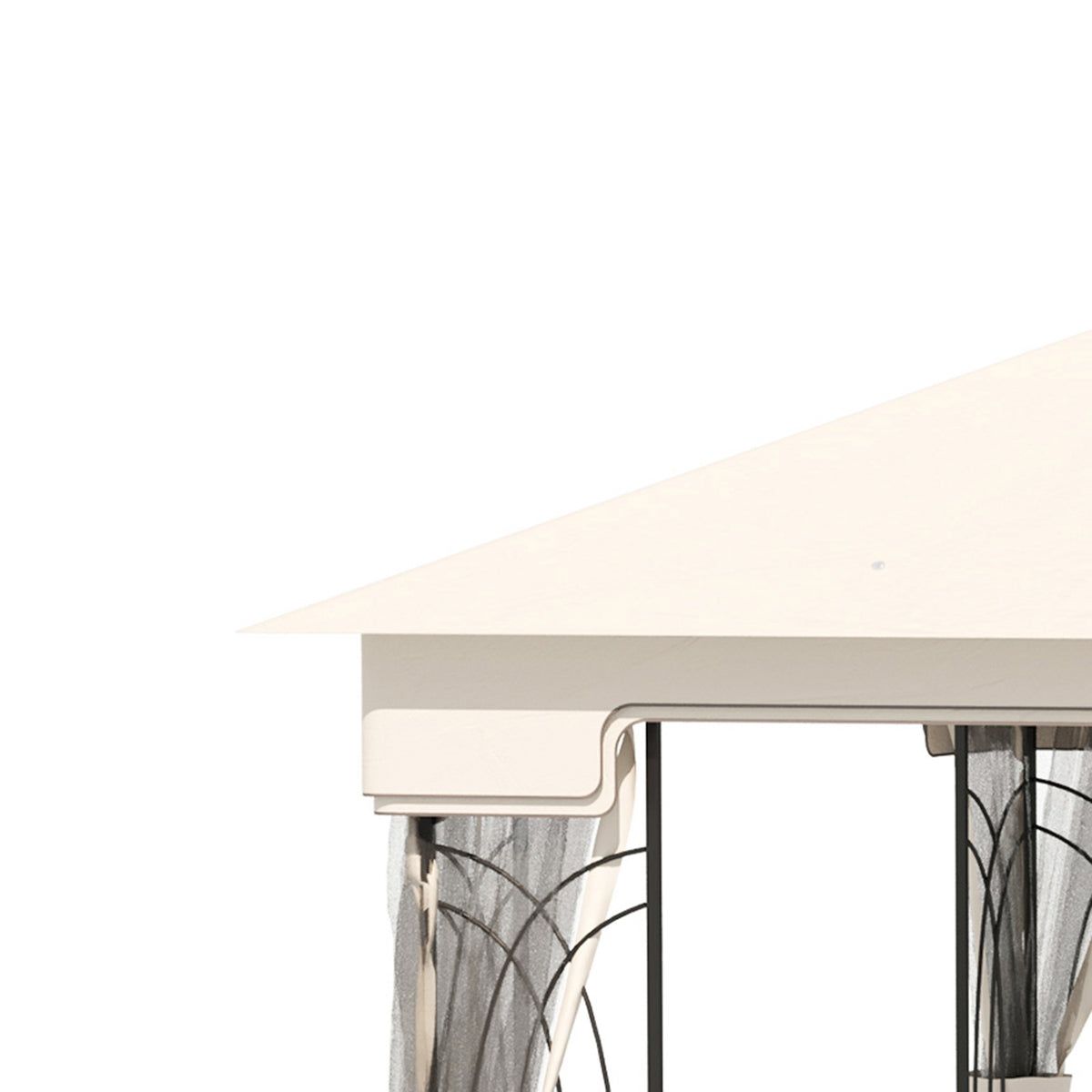 Garden Pavilion With Double Roof Pavilion Garden Tent Marquee Party Tent With 4 X Side Walls Metal + Polyester Cream White 2.99 X 2.99 X 2.74 M